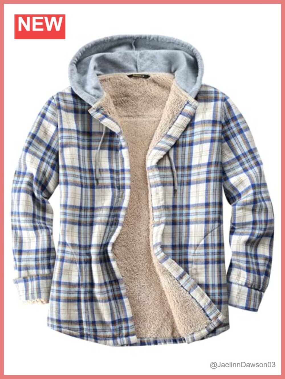 Sherpa Lined Flannel Shirt Jacket Cotton Plaid Button Hooded